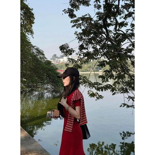 váy sơ mi suông kẻ basic