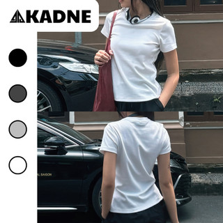 Áo thun gân trơn cổ tròn KADNE cổ tròn form nữ Baby Tee [THUN TĂM]