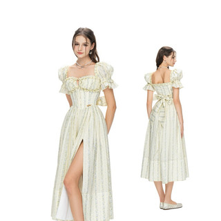 Bel Ange - Đầm hoa nhí tay phồng Annabella màu baby blue phong cách vingtage.