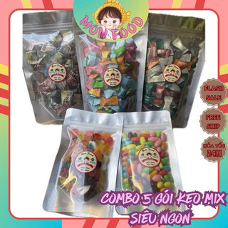  Combo 5 Gói Kẹo Mix Vị Siêu Ngon Kẹo C Trái Cây Kẹo Cà Phê Kẹo Socola Kẹo Siêu Chua Kẹo Dẻo Trái Cây 
