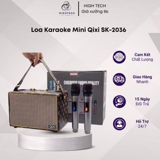 Loa karaoke mini Qixi SK 2036, loa karaoke bluetooth Sk 2036 tặng 2 micro, công suất lớn, Pin trâu