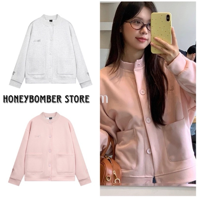 Áo Khoác Cardigan Túi Vuông Thêu Nơ [FREESHIP]🌸Áo Khoác Nỉ Nữ Cổ Tròn Form Rộng Phong Cách Ulzzang🌸