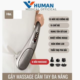 Máy massage cầm tay cá heo Nhật Bản Cao Cấp với 6 đầu thay với 15 chế độ và 15 mức độ cường độ khác nhau HKAR-6