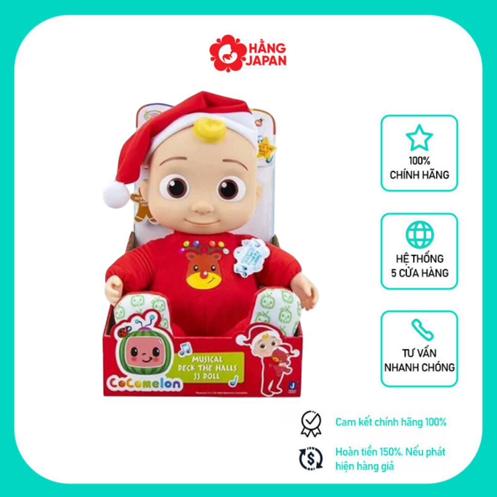 Gấu bông/Búp bê Cocomelon phiên bản Noel có nhạc cho bé chính hãng Mỹ
