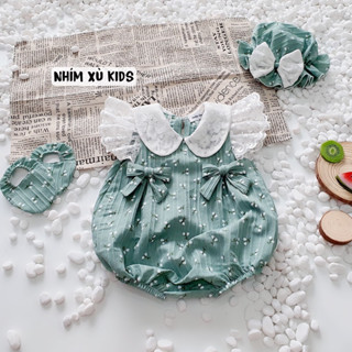   3-12kg  Body Cánh Tiên Hoa Xanh NHÍM XÙ KIDS Cho Bé Gái Sơ Sinh Đầy Tháng Thôi Nôi Sinh Nhật B051 