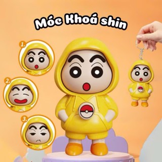 Móc khóa Shin bút chì xoay mặt đồ chơi móc chìa khóa búp bê thay đổi khuôn mặt quà tặng đáng yêu cho bé