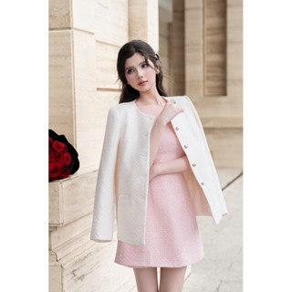 DORI STUDIO - Fiona Top - Áo khoác dạ tweed kim sa , màu be