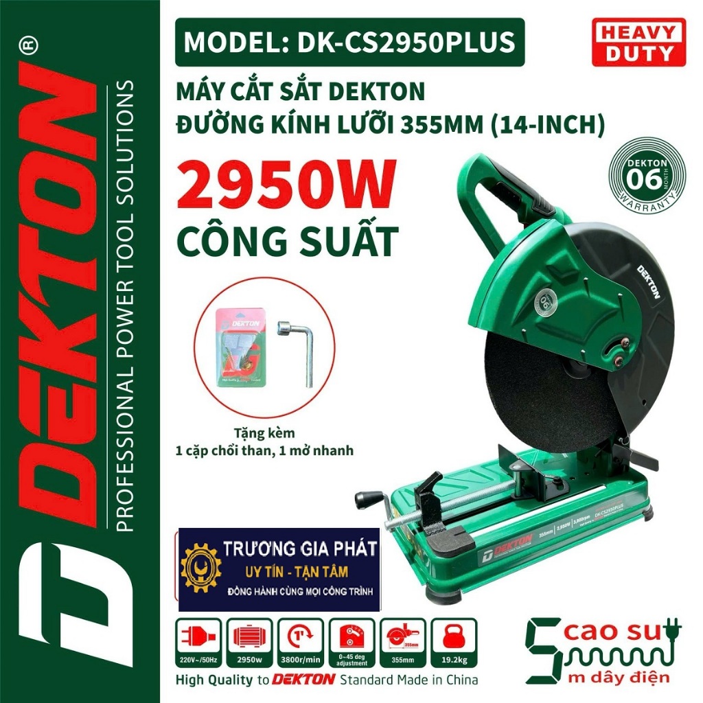 Máy Cắt Sắt 355MM- Dekton- (DK-CS2950PLUS) / 2950W / Dòng Công Nghiệp, Mô tơ 100% dây đồng
