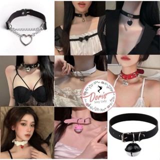 [Che tên] Vòng cổ nữ choker da PU kèm dây cá tính thời trang đính chuông mèo,tim cosplay sexy PKC010
