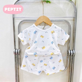 [A209 Mềm Mát, Chất Petit] Bộ Cộc Tay Nền Trắng Họa Tiết Cúc Vai Chât Vải Ava Cho Bé Trai Bé Gái