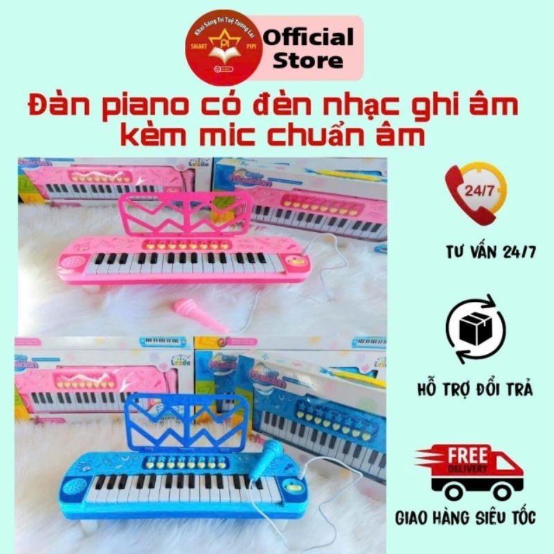 Đồ chơi Đàn Piano cho bé có đèn nhạc và micro chuẩn âm cho bé tập hát,có phím ghi âm, bài hát luyện 