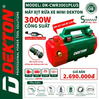 Máy rửa xe chỉnh áp DEKTON DK-CWR3001PLUS 3000W- Có công tắc chống rò rỉ điện thế hê mới Giá TỐT