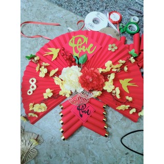 quạt giấy gấp đã trang trí gấp sẵn