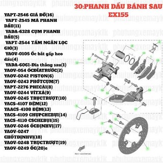 [Chính hãng Yamaha][30:PHANH DẦU BÁNH SAU] YADA-6061-Đĩa thắng sau-EX150(15-18), EX155(2022) (1)