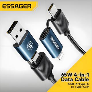 ESSAGER 4 trong 1 USB Loại C L 65W FSAT cáp sạc điện thoại di động hợp kim nhôm đa giao diện cho điện thoại samsung