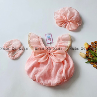   3-12kg  Body Cánh Tiên Hồng NHÍM XÙ KIDS Cho Bé Gái Sơ Sinh Đầy Tháng Thôi Nôi Sinh Nhật B113 
