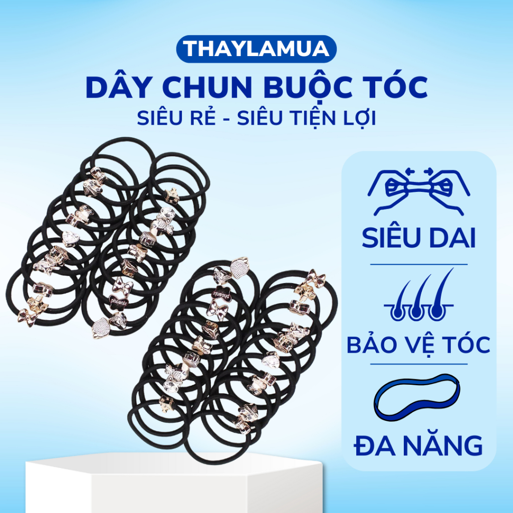 [1.000đ] Dây buộc tóc Hàn Quốc - Chun buộc tóc, thun cột tóc dây màu đen