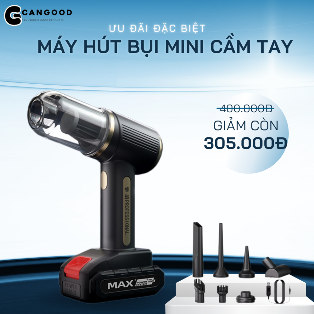 Máy Hút Bụi Cầm Tay Mini Đa Năng, Hút Bụi Không Dây Thổi Hút Công Suất Hút Lớn 19000PA A3
