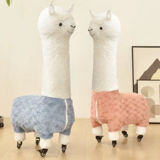  Ghế lạc đà Alpaca siêu cấp - Ghế ngồi thú lông cừu hàng đại có bánh xe chòi chân 