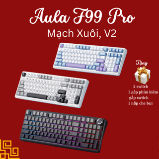 Bàn phím cơ không dây Aula F99 Pro, Silent, RGB, Gasket custom 5 lớp, 3 Modes, Hotswap 5 pin, 99 phím