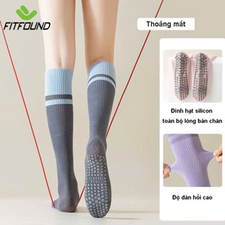 Tất/Vớ Chân Cao Cổ Tới Đầu Gối Nữ Freesize Tập Yoga Pilates Thể Dục Len Đính Hạt Silicon Chống Trơn Mũi Tròn - Mẫu M