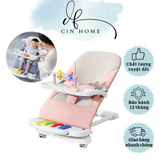 Ghế rung nhún cao cấp cho bé có bánh xe khay ăn dặm và đàn piano, Ghế bập bênh cho bé, Ghế nhúng cho bé sơ sinh