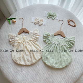   3-12kg  Body Cánh Tiên Xanh Mint NHÍM XÙ KIDS Cho Bé Gái Sơ Sinh Đầy Tháng Thôi Nôi B100 