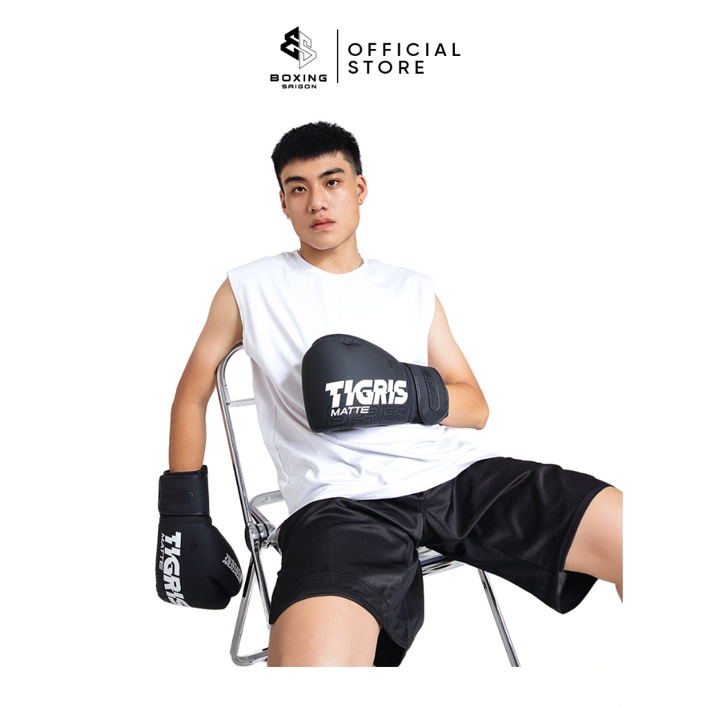 Găng Tay Boxing Tigris Matte Series "Interference" - Black/White