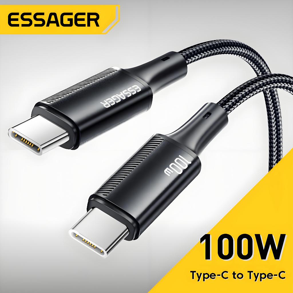 ESSAGER Cáp sạc nhanh PD 100w 5A Type C to Type C cho điện thoại Android for iP và máy tính xách tay