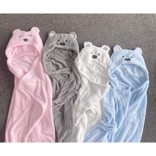 Ủ choàng chăn ủ lông hình gấu có mũ mini zone hàng loại 1 babyboo