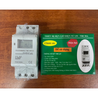 Công tắc hẹn giờ điện tử THC30A - Có khóa màn hình - Lắp tủ điện lập trình - 30A/220V