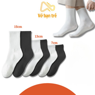 Tất chân nam nữ VOBANTRE cổ thấp/trung/cao chất 100% cotton co dãn thấm hút mồ hôi
