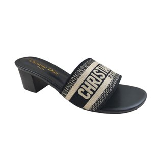 Dép lê nữ cao gót quai vải cao cấp Dway Heeled Slide thanh lịch thời trang nhẹ sandal đế thấp nữ mới nhất hot trend 2024