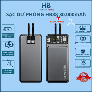 Sạc Pin Dự Phòng HABITEK HB88 30000mah Sạc Nhanh 100W Tích Hợp Sạc Nhanh Cho Nhiều Dòng Điện Thoại