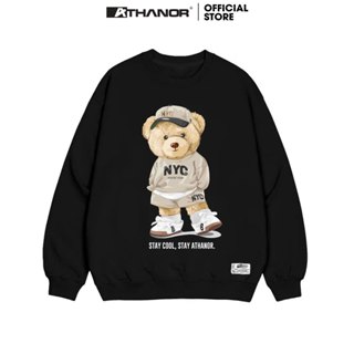 Áo Sweater ATHANOR Local Brand Dáng Rộng Nỉ Bông Unisex Nam Nữ Xám Tiêu Mẫu GẤU COOL