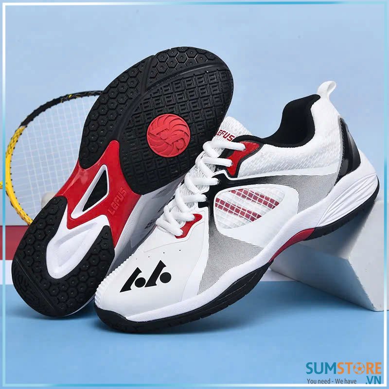 Giày Cầu Lông Thể Thao Lefus L030 Màu Trắng Đỏ - Giày Thể Thao Dành Cho Cả Nam Nữ
