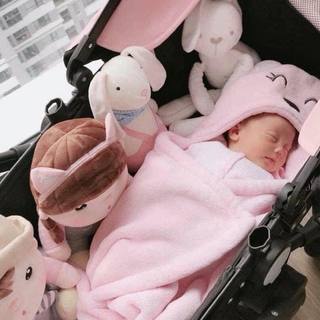 Ủ choàng chăn ủ lông hình gấu có mũ mini zone hàng loại 1 babyboo