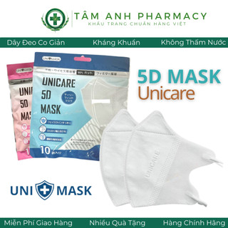   Combo 100Cái  Khẩu trang 5D Uni Mask 3 lớp kháng khuẩn khẩu trang Unicare cao cấp chống nắng và UV 