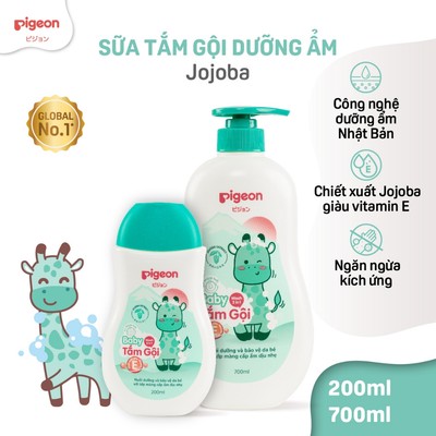 Sữa tắm gội Pigeon dưỡng ẩm dịu nhẹ Jojoba cho bé sơ sinh mềm mại an toàn cho da chính hãng