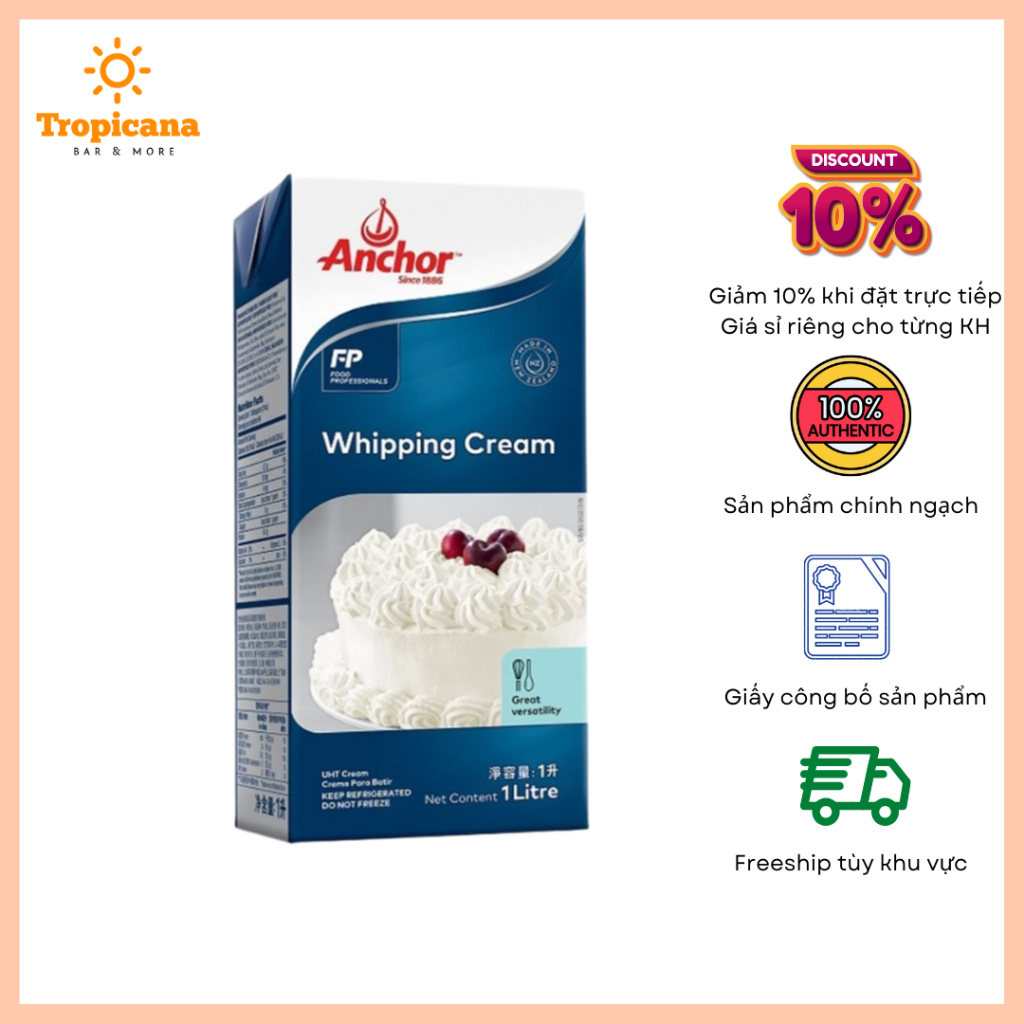  Whipping cream Anchor 1L - Hộp 1L 