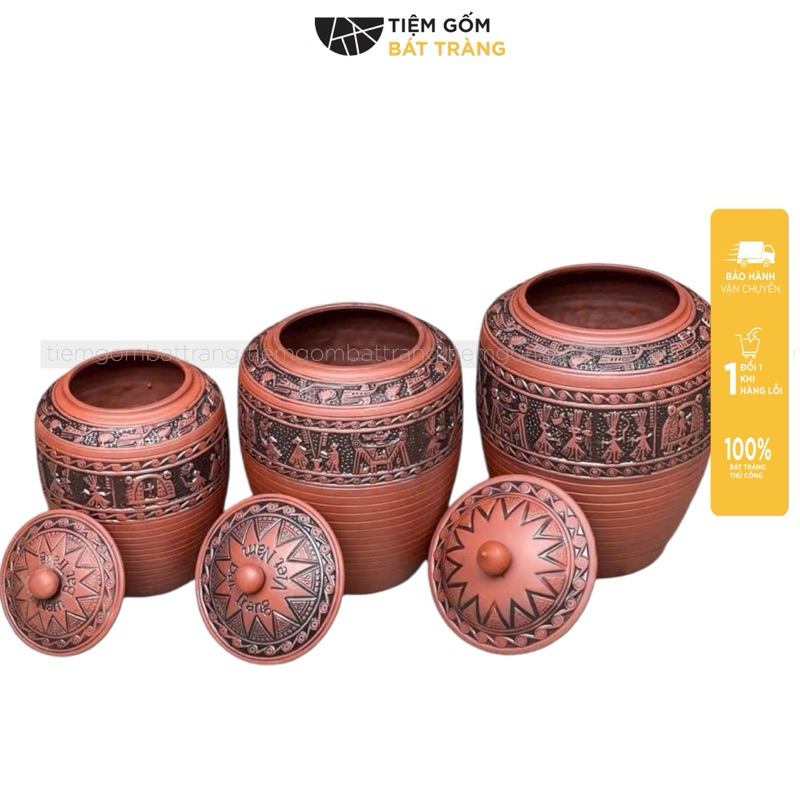 Hũ Đựng Gạo Chĩnh Gạo Chum Gốm Trống Đồng Bát Tràng Cao Cấp Chum Gạo Phong Thuỷ Để Nhà Bếp