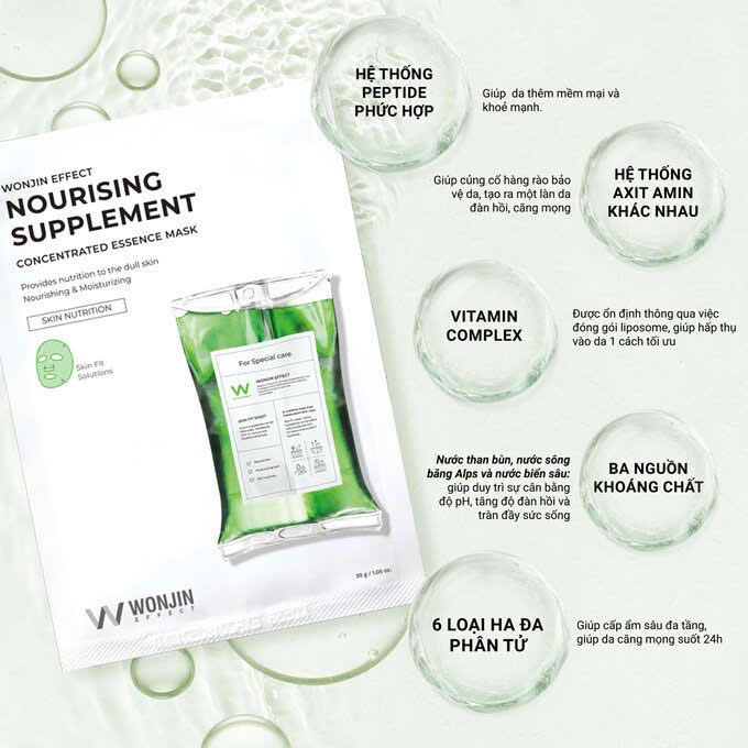 Mặt nạ Wonjin Effect dưỡng ẩm chuyên sâu, căng bóng, phục hồi cho da mềm mịn trắng sáng 1 miếng 30ML