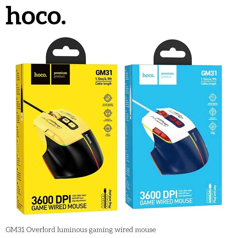 Chuột Máy Tính Có Dây Hoco GM31,Phục Vụ Chơi Game Làm Việc,Có Nút Bấm