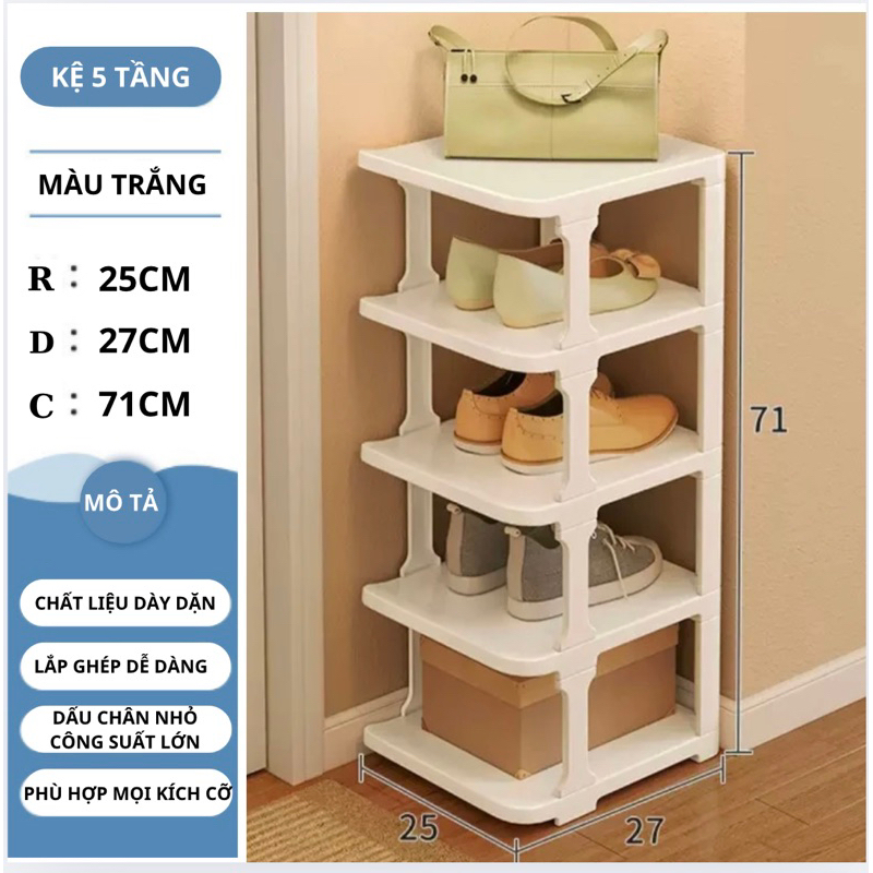 Kệ để giày , giá để giày 5 tầng kiểu mới đa năng thông minh chất liệu nhựa