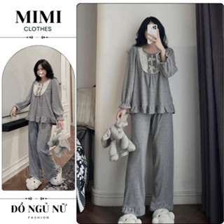 Đồ ngủ nữ set đồ nữ dài tay thu đông phối cổ ren siêu xinh MIMI CLOTHES hcom3489