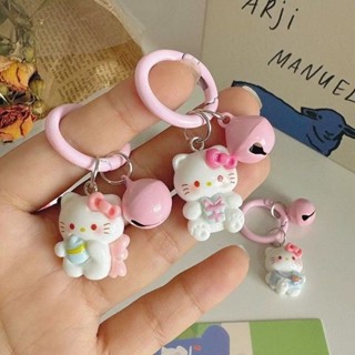  🌸Qiann99🌸Y2k Hồng Thiên Đường KT Mèo Móc Khóa Hoạt Hình Chuông Hello Kitty Mặt Dây Chuyền Bé Gái Đi Học Phụ Kiện Bạn Gái 
