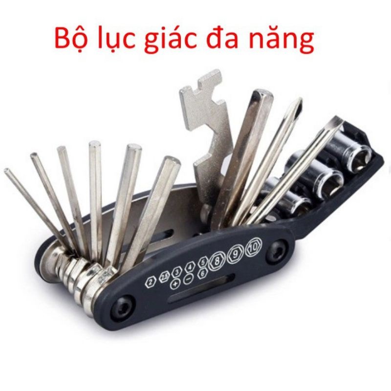 Combo 2 Bộ lục giác sửa chữa cầm tay đa năng tua vít 16in1, Dùng lắp giáp, Sửa chữa xe đạp