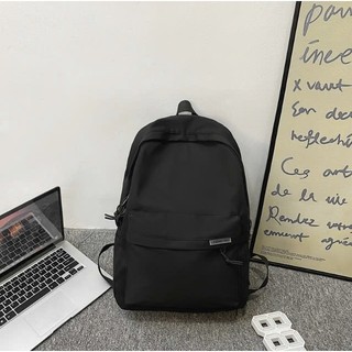 FaThi Balo trơn đen basic vải dày dặn FT07 size to đựng sách vở, đi học, du lịch, laptop nam nữ