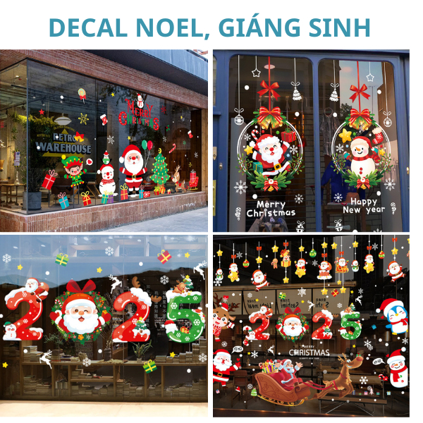 Decal Noel 2025 dán cửa kính trang trí decor giáng sinh decal dán tết Decal dán tường Trang trí Noel