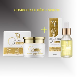 Combo Kem Face Collagen X3 Và Serum Collagen X3 Đông Anh [Hàng Công Ty] Giúp Da Trắng Sáng, Ngừa Mụn, Phục Hồi Da Hư Tổn